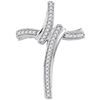 Image 1 : 1/8 CTW Round Diamond Cross Pendant 10kt White Gold - REF-14N4Y