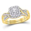 Image 1 : 1/2 CTW Princess Diamond Bridal Wedding Engagement Ring 14kt Yellow Gold - REF-60F3M