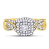 Image 2 : 1/2 CTW Princess Diamond Bridal Wedding Engagement Ring 14kt Yellow Gold - REF-60F3M