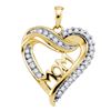 Image 1 : 1/5 CTW Round Diamond Mom Mother Heart Pendant 10kt Yellow Gold - REF-15H5W