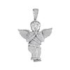 Image 1 : 1 CTW Mens Round Diamond Angel Cherub Charm Pendant 10kt White Gold - REF-131T9K