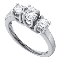 1/2 CTW Round Diamond 3-stone Bridal Wedding Engagement Ring 14kt White Gold - REF-39K6R