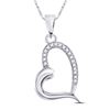 Image 1 : 1/20 CTW Round Diamond Heart Pendant 10kt White Gold - REF-6T5K