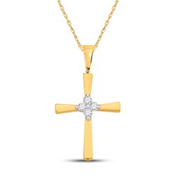 1/20 CTW Round Diamond Cross Pendant 10kt Yellow Gold - REF-4H8W