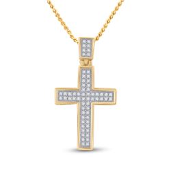 1/6 CTW Round Diamond Cross Pendant 10kt Yellow Gold - REF-13T2K