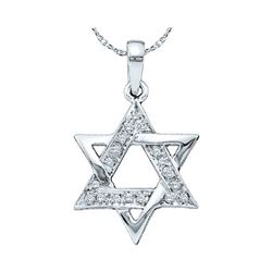 1/10 CTW Round Diamond Star Magen David Jewish Pendant 10kt White Gold - REF-11W9F