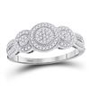 Image 1 : 1/4 CTW Round Diamond Triple Cluster Bridal Wedding Engagement Ring 10kt White Gold - REF-19R2H