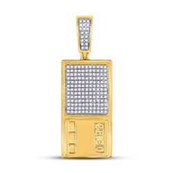 3/8 CTW Mens Round Diamond Scale Charm Pendant 10kt Yellow Gold - REF-30A3N