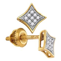 1/20 CTW Round Diamond Square Kite Cluster Screwback Earrings 10kt Yellow Gold - REF-5F9M