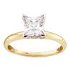 Image 1 : 3/8 CTW Princess Diamond Solitaire Bridal Wedding Engagement Ring 14kt Yellow Gold - REF-54Y3X