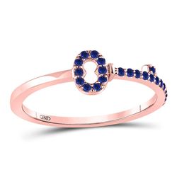 1/5 CTW Round Blue Sapphire Key Stackable Ring 10kt Rose Gold - REF-10R8H