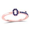 Image 1 : 1/5 CTW Round Blue Sapphire Key Stackable Ring 10kt Rose Gold - REF-10R8H