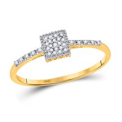 1/20 CTW Round Diamond Square Cluster Ring 10kt Yellow Gold - REF-7K5R