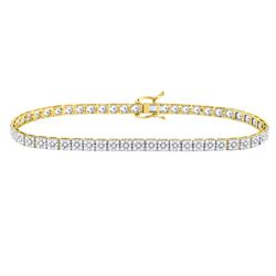 4 & 5/8 CTW Mens Round Diamond Studded Link Bracelet 10kt Yellow Gold - REF-239N9Y
