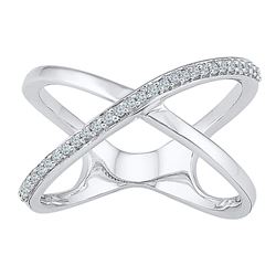 1/6 CTW Round Diamond Open Crossover Ring 10kt White Gold - REF-19X2T