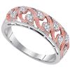 Image 1 : 1/10 CTW Round Diamond 2-tone Rose Ring 10kt White Gold - REF-15T5K
