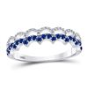 Image 1 : 1/4 CTW Round Blue Sapphire Scalloped Stackable Ring 10kt White Gold - REF-13K2R