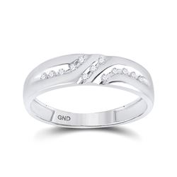 1/8 CTW Mens Round Diamond Wedding Ring 10kt White Gold - REF-11A9N