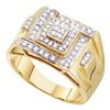 Image 1 : 1/2 CTW Mens Round Diamond Square Cluster Ring 10kt Yellow Gold - REF-39W3F