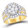 Image 1 : 3 CTW Round Diamond Cluster Bridal Wedding Engagement Ring 14kt Yellow Gold - REF-215M9A