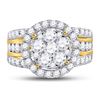 Image 2 : 3 CTW Round Diamond Cluster Bridal Wedding Engagement Ring 14kt Yellow Gold - REF-215M9A