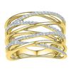 Image 1 : 1/4 CTW Round Diamond Crossover Open Strand Ring 10kt Yellow Gold - REF-33M3A