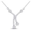 Image 1 : 1/2 CTW Round Diamond Dangle Flower Cluster Fashion Necklace 14kt White Gold - REF-51R5H