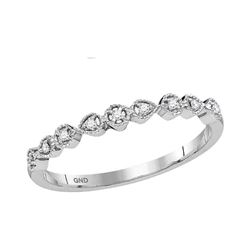 1/20 CTW Round Diamond Stackable Ring 10kt White Gold - REF-9R6H
