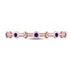 Image 2 : 1/12 CTW Round Blue Sapphire Dot Flower Stackable Ring 10kt Rose Gold - REF-7R5H
