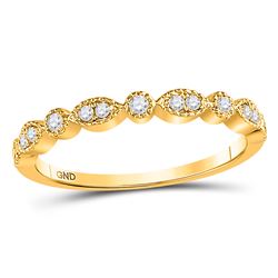 1/6 CTW Round Diamond Marquise Dot Stackable Ring 10kt Yellow Gold - REF-15W3F