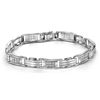 Image 1 : 1 CTW Mens Round Diamond Rectangle Link Fashion Bracelet 10kt White Gold - REF-123M3A
