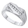 Image 1 : 1/8 CTW Mens Round Diamond Wedding Ring 10kt White Gold - REF-19Y2X