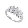 Image 1 : 1/2 CTW Round Diamond Oval Cluster Fashion Ring 14kt White Gold - REF-51W3F