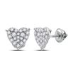 Image 1 : 1/2 CTW Round Diamond Heart Earrings 10kt White Gold - REF-27N5Y