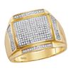 Image 1 : 1/2 CTW Mens Round Pave-set Diamond Square Cluster Ring 10kt Yellow Gold - REF-51F5M