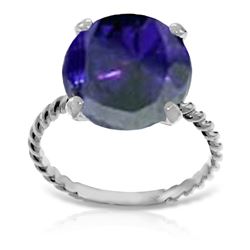 Genuine 9.8 ctw Sapphire Ring 14KT White Gold - REF-88Z8N