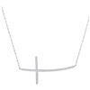 Image 1 : 1/6 CTW Round Diamond Horizontal Cross Necklace 10kt White Gold - REF-13F2M