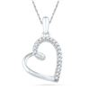 Image 1 : 1/10 CTW Round Diamond Heart Outline Pendant 10kt White Gold - REF-9F6M