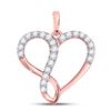 Image 1 : 1/3 CTW Round Diamond Infinity Heart Pendant 10kt Rose Gold - REF-24Y3X