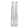 Image 1 : 1/4 CTW Round Channel-set Diamond Hoop Earrings 10kt White Gold - REF-18N3Y
