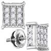 Image 1 : 1/2 CTW Round Diamond Square Cluster Stud Earrings 10kt White Gold - REF-35W9F