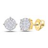 2 CTW Princess Round Diamond Cluster Earrings 14kt Yellow Gold - REF-167X9T