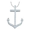 1/6 CTW Round Diamond Anchor Nautical Pendant 10kt White Gold - REF-14H4W