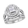 1 & 1/2 CTW Princess Diamond Bridal Wedding Engagement Ring 14kt White Gold - REF-135T6K