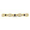 Image 2 : 1/10 CTW Round Blue Sapphire Diamond Stackable Ring 10kt Yellow Gold - REF-11H9W