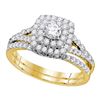 1 CTW Round Diamond Double Halo Bridal Wedding Engagement Ring 14kt Yellow Gold - REF-87A5N