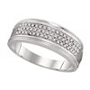 1/10 CTW Mens Round Diamond Triple Row Wedding Anniversary Ring 10kt White Gold - REF-24A3N