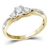 3/8 CTW Round Diamond 3-stone Bridal Wedding Engagement Ring 10kt Yellow Gold - REF-35F9M