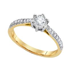 1/3 CTW Round Diamond Bridal Wedding Engagement Anniversary Ring 10kt Yellow Gold - REF-34Y8X
