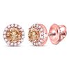 Image 1 : 1 CTW Round Brown Diamond Stud Earrings 14kt Rose Gold - REF-83W9F